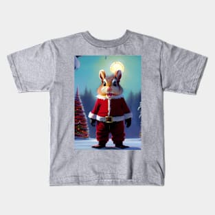 HAPPY FATHER CHRISTMAS SQUIRREL IN THE SNOW Kids T-Shirt